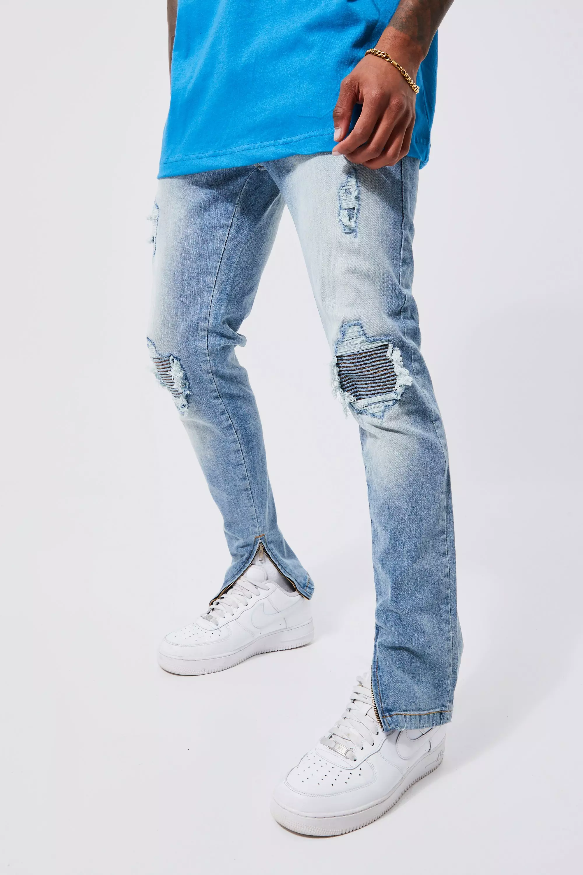 Mens jeans best sale with zips